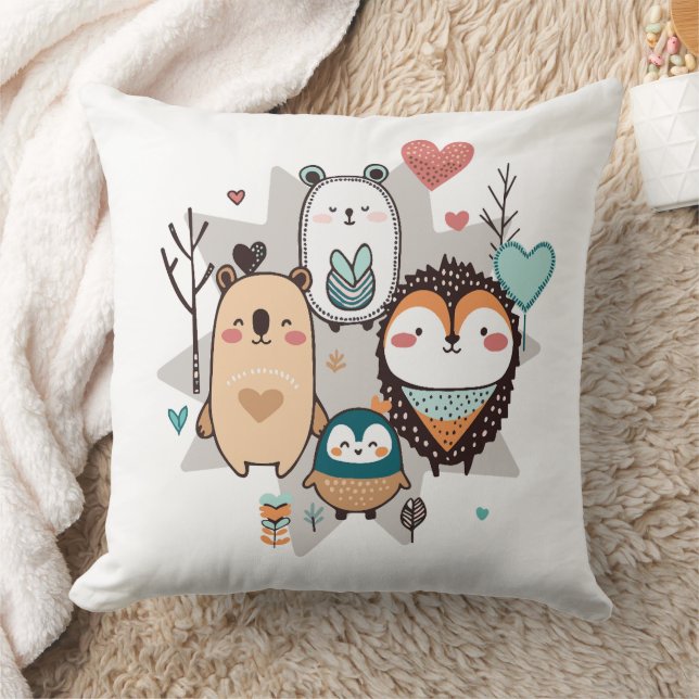 Coussin Throw Pillow présente une jolie illustration. (Couverture)