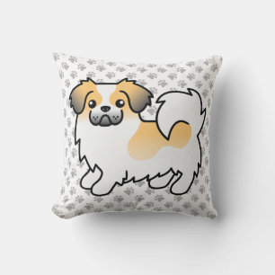 Coussin Tibétain Spaniel couleur fauve sablé parti-coloré