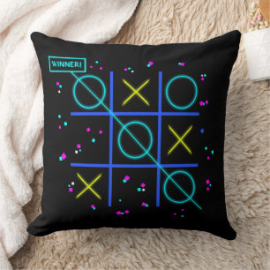 Coussin Tic Tac Toe Néon Rétro Gagnant Lumineux Joueur Arc