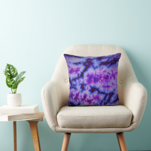 Coussin Tie teinture teintes de pourpre et bleu