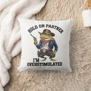 Coussin Tiens-toi partenaire je suis le cow-boy grenouille