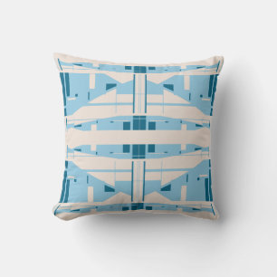 Coussin Tiers de mosaïque méditerranéenne beige turquoise
