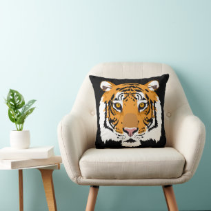 Coussin Tiger face et rayures double face