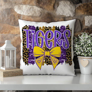 Coussin Tiger Football Or Louisiana Gold Violet