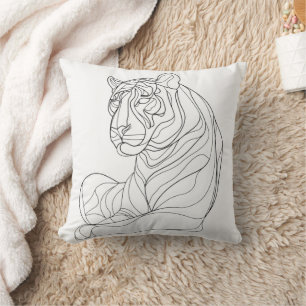 Coussin Tiger Line Art