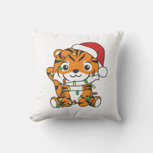Coussin Tiger Noël Animaux d'hiver Tigers de vacances