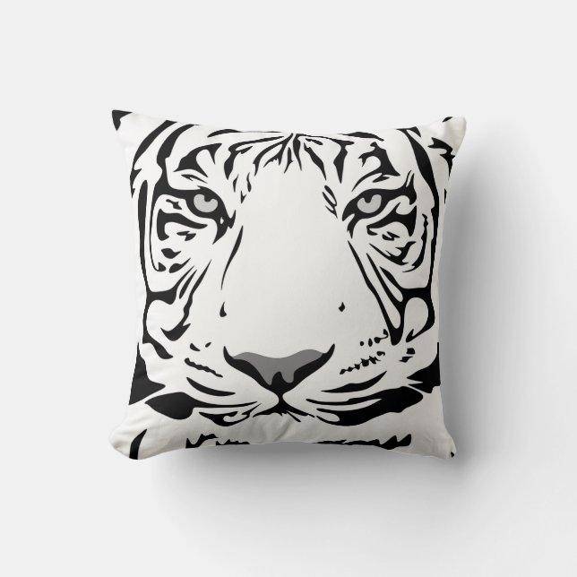 Coussin Tigre Abstrait noir et blanc (Recto)