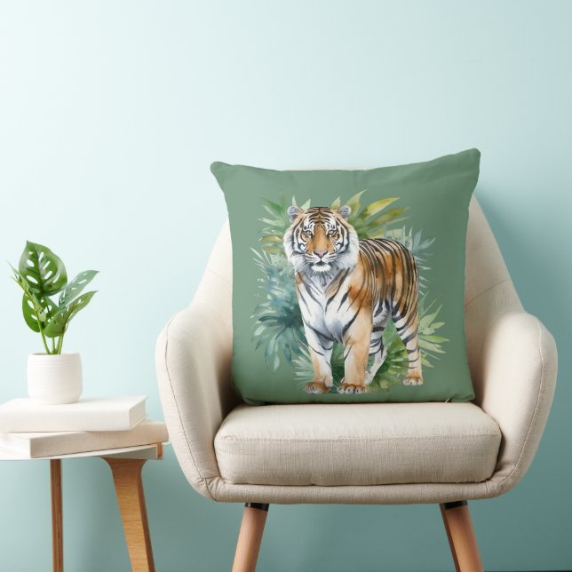 Coussin Tigre avec Feuille (Chaise)