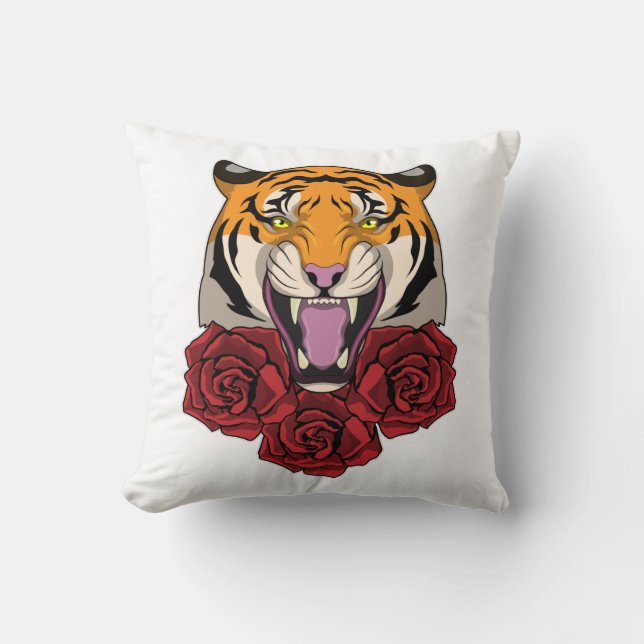 Coussin Tigre avec Rose (Recto)