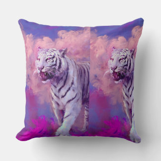 Coussin Tigre Blanc Onirique