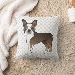 Coussin Tigre Boston Terrier Chien de Dessin Animé Mignon