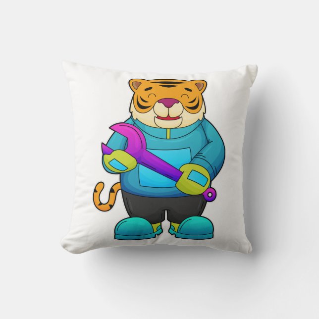 Coussin Tigre comme mécanique avec clé (Recto)