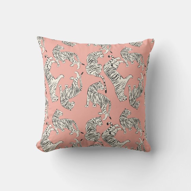 Coussin Tigre dessiné à la main sans couture motif, gros c (Recto)