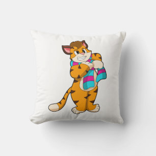 Coussin Tigre en hiver avec Écharpe