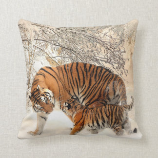 Coussin Tigre Et Cub Design Coton Jeu D'Oreiller