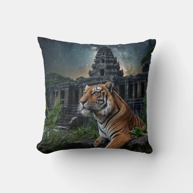 Coussin Tigre et Temple (Recto)