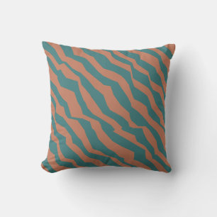 Coussin Tigre géométrique moderne sarcelle et terre cuite