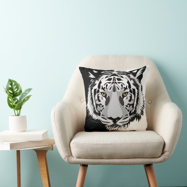 Coussin Tigre noir blanc (Chaise)