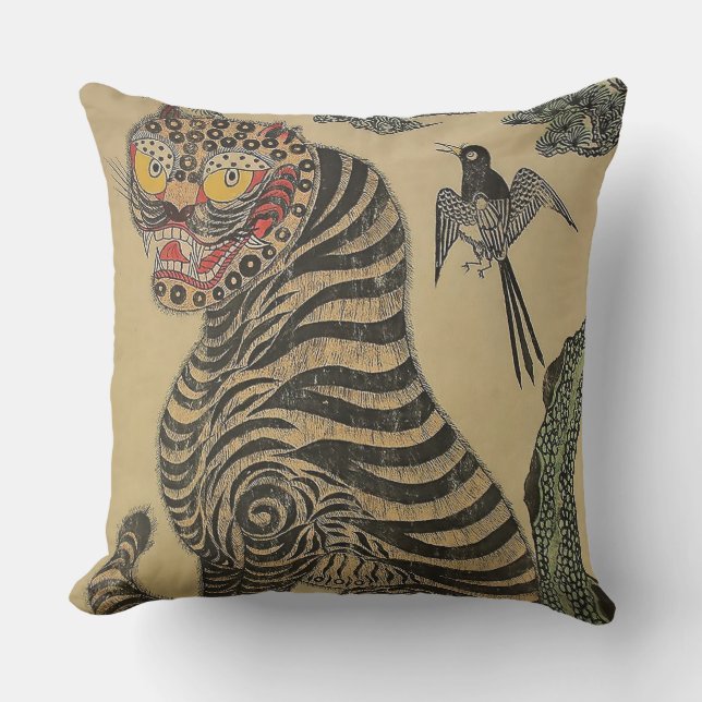 Coussin Tigre rayé coréen Minhwa (Recto)