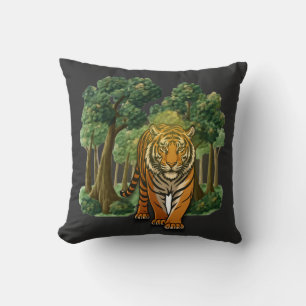 Coussin « Tigre sauvage dans la forêt – Jungle en lumière