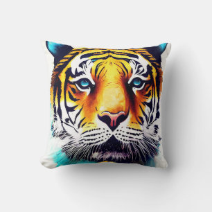 Coussin Tigre Sauvage Nature Animal Couleur Art Peinture