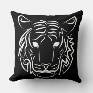 Coussin Tigre tribal noir et blanc