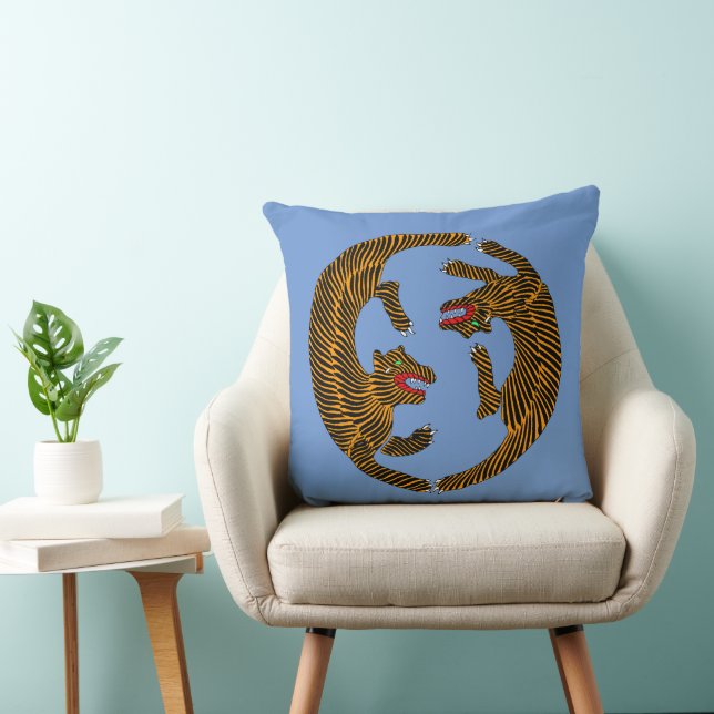 Coussin Tigres d'art populaire japonais (Chaise)