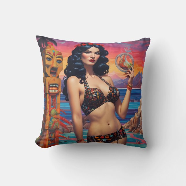 Coussin Tiki Dream Beach Daydream - Ken Gage Art (Recto)