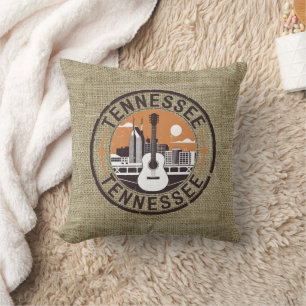 Coussin Timbre de voyage Rustique Retro Tennessee
