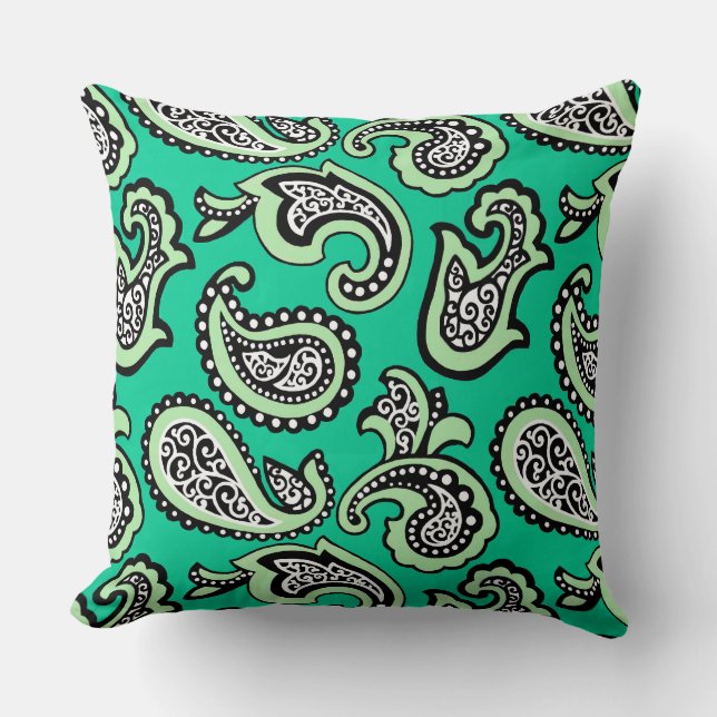 Coussin Timeless Paisley on Green Background (Recto)