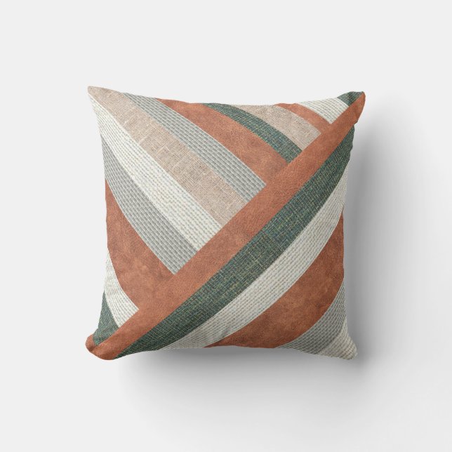 Coussin Tissu Biologique Moderne Et Cuir (Recto)