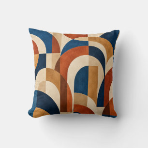 Coussin Tissu de jet Mid Century Navy Rust Mustard Arch Gé