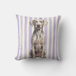 Coussin Tissu d'oreiller aquarelle de chien Weimaraner