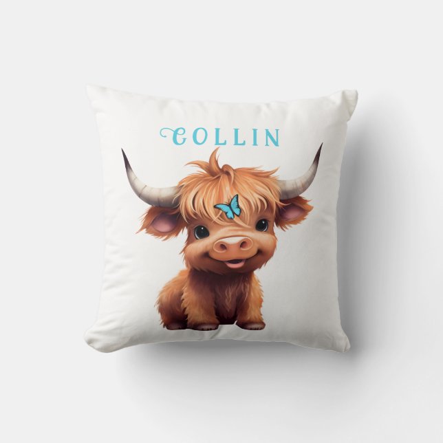 Coussin Tissu d'oreiller en aquarelle papillon vache des H (Recto)