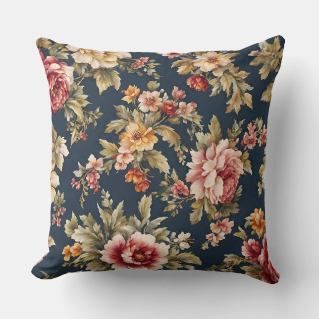 Coussin Tissu italien avec un magnifique motif floral (Recto)