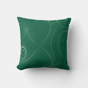 Coussin Tissu Moderne Vert Sauge Art Topographique Psychéd