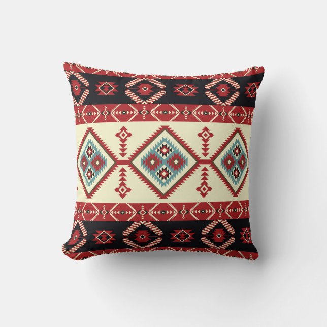 Coussin Tissu natif. Kilim de conception géométrique. Trib (Recto)