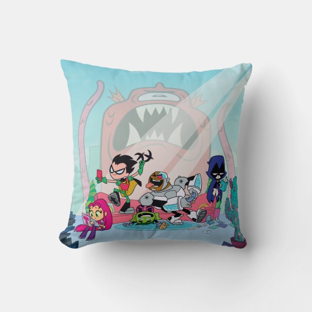 Coussin Titans Ados, allez ! | Approches de monstres entre (Recto)
