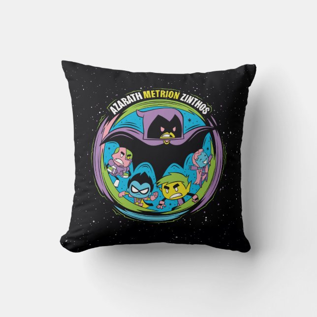 Coussin Titans Ados, allez ! | Corbeau "Azarath Metrion Zi (Recto)