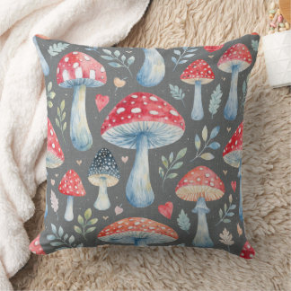 Coussin toadstool story in watercolor pattern throw pillow