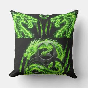 Coussin TOCOCLAWS Dragons Jumeaux Néon Vert Foudre