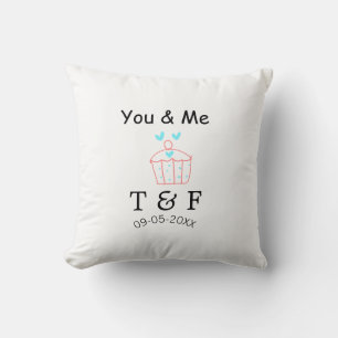 Coussin Toi et moi gâteau de cupcake rouge saint-valentin 
