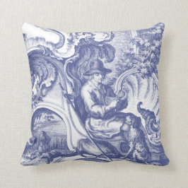 Coussin Toile baroque français bleu élégant
