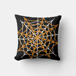Coussin Toile d'araignée orange et blanche