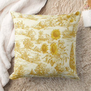 Coussin Toile de campagne au tournesol rustique dans des t