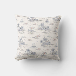 Coussin Toile de Jouy Bleue Côtière