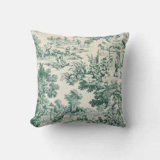 Coussin Toile de Jouy verte
