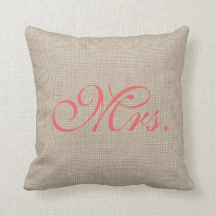 Coussin Toile de jute et Mme de corail Pillow