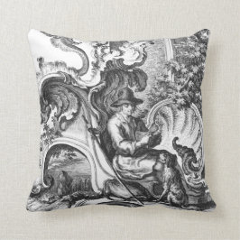 Coussin Toile noir et blanc français vintage élégant
