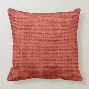 Coussin Toile rustique rouge en pastel de toile de jute